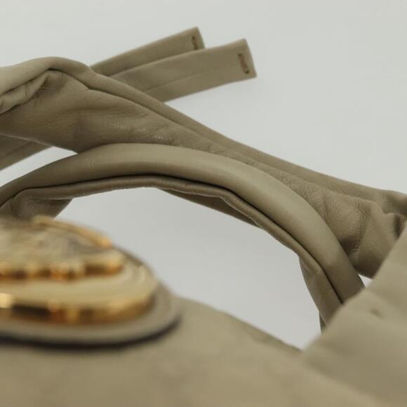 GUCCI GG Canvas Guccissima Hand Bag Leather Ivory Gold - Picture 10 of 16